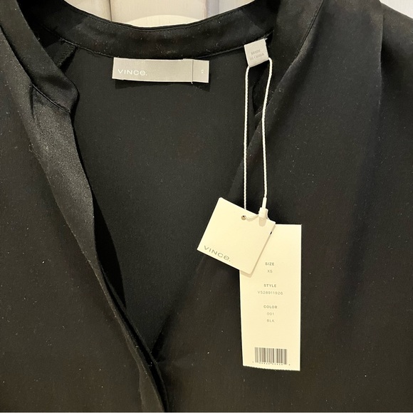 Vince satin band collar blouse - size xs - Picture 12 of 12